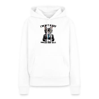 Patron chat avec des compétences en leadership - Sweat à capuche Premium bio Femme - blanc - Devant - Julia (174cm)