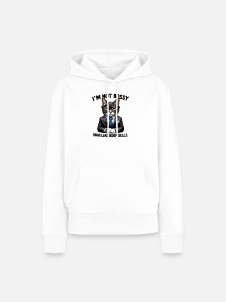 Katzenchef mit Leadership-Skills - Frauen Premium Bio Hoodie - Weiß