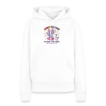 Carnaval : Souris Confettis en Cœur de Carnaval - Sweat à capuche Premium bio Femme - blanc - Devant - Julia (174cm)