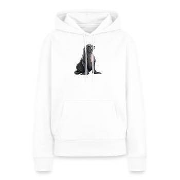 Lions de mer Lion de mer - Sweat à capuche Premium bio Femme - blanc - Devant - Julia (174cm)