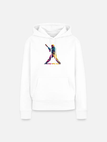Farbexplosion Baseballschläger - Frauen Premium Bio Hoodie - Weiß