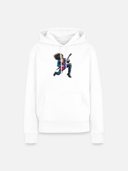 Energiereicher Rockguitar-Auftritt - Frauen Premium Bio Hoodie - Weiß