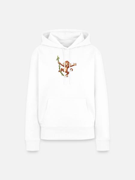 Affe Lianen-Springen - Frauen Premium Bio Hoodie - Weiß