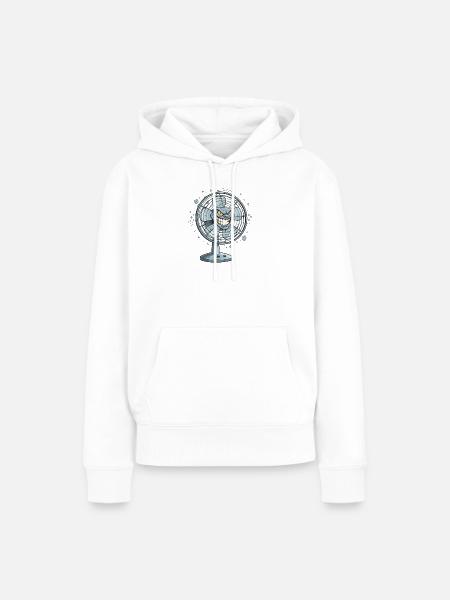 Grimmiger Ventilator Cartoon - Frauen Premium Bio Hoodie - Weiß