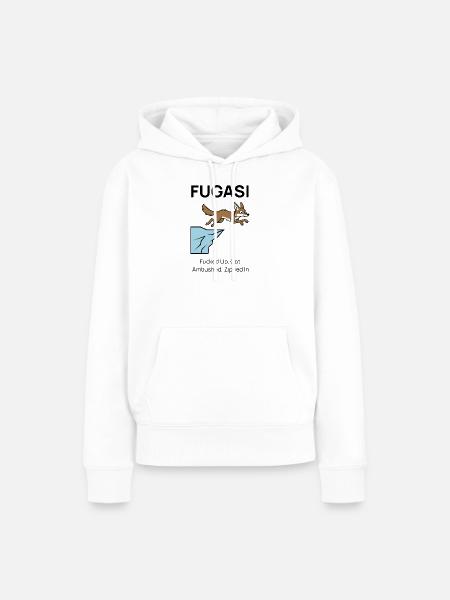 FUGASI: Fuchs in der Patsche. - Frauen Premium Bio Hoodie - Weiß