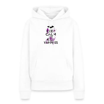 Keep Calm And Kill Vampires Spiritosa Divertente - Sweat à capuche Premium bio Femme - blanc - Devant - Julia (174cm)