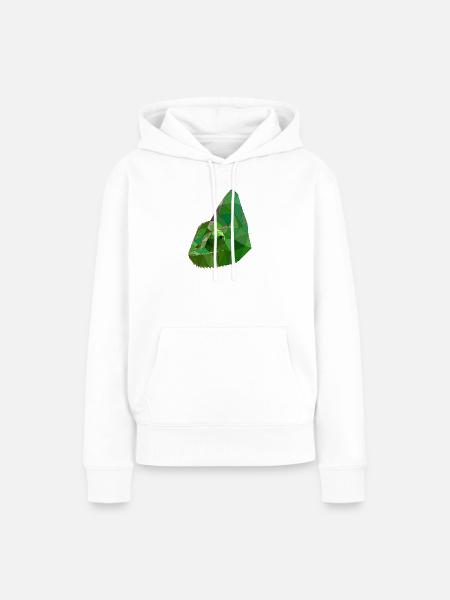 Low Poly Chameleon Geometric Art - Frauen Premium Bio Hoodie - Weiß