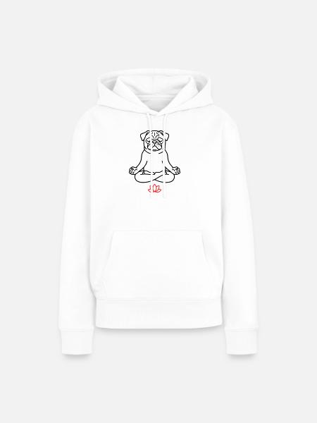 Mops Hund Zen Ausmalbild - Frauen Premium Bio Hoodie - Weiß