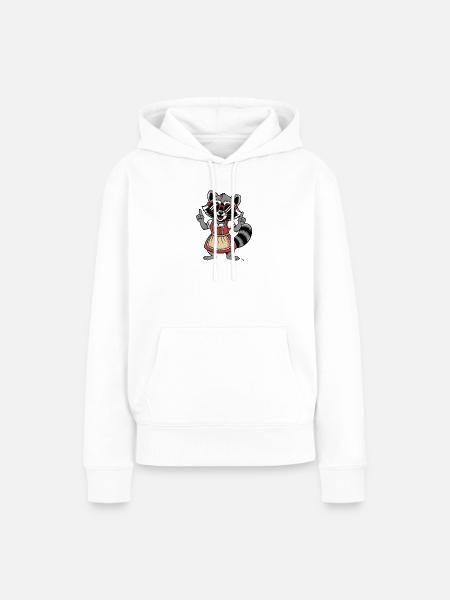 Dirndl-Raccoon mit Sonnenbrille - Frauen Premium Bio Hoodie - Weiß