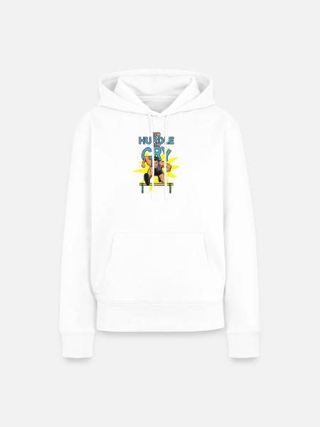 Hürdenlauf: No Hurdle No Cry - Frauen Premium Bio Hoodie - Weiß
