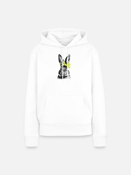 Häschen mit Schleife - Frauen Premium Bio Hoodie - Weiß
