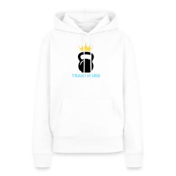 Kugelhantel Krone Train Hard - Frauen Premium Bio Hoodie - Weiß - Vorne - Julia (174cm)