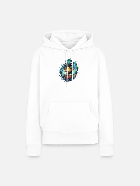 Fröhlicher Wasservogel Splash - Frauen Premium Bio Hoodie - Weiß