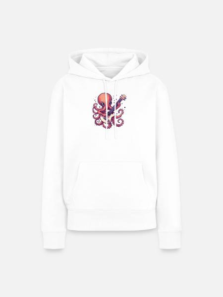 Oktopus mit Gitarre - Frauen Premium Bio Hoodie - Weiß