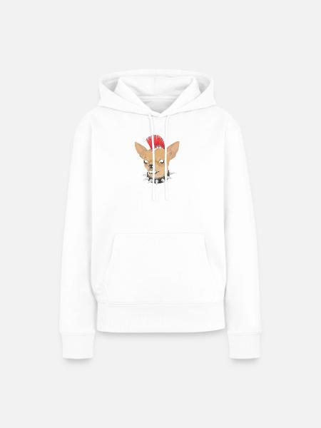 Punk-Chihuahua Mohawk - Frauen Premium Bio Hoodie - Weiß