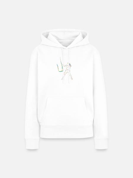 Boxerin Zeichnung - Frauen Premium Bio Hoodie - Weiß
