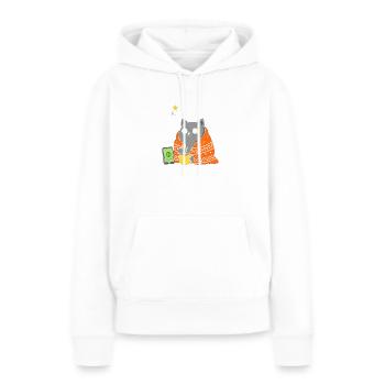 Katzenkaffee im Orange Mantel - Frauen Premium Bio Hoodie - Weiß - Vorne - Julia (174cm)