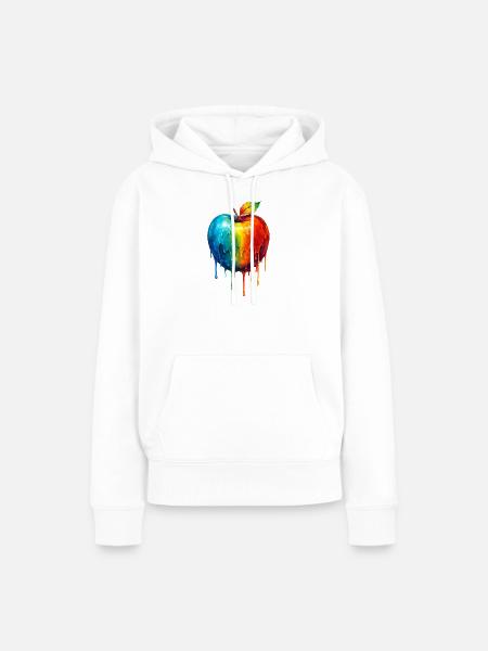 Apfel mit buntem Farbverlauf - Frauen Premium Bio Hoodie - Weiß