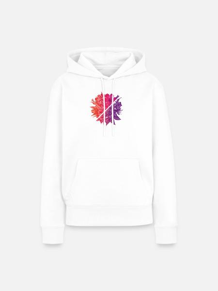 Blumen & Regenbogen-Diagonale - Frauen Premium Bio Hoodie - Weiß