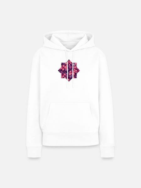 Pink tropisches Blütenmuster - Frauen Premium Bio Hoodie - Weiß