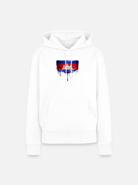Angkor Wat Tropfenflagge - Frauen Premium Bio Hoodie - Weiß
