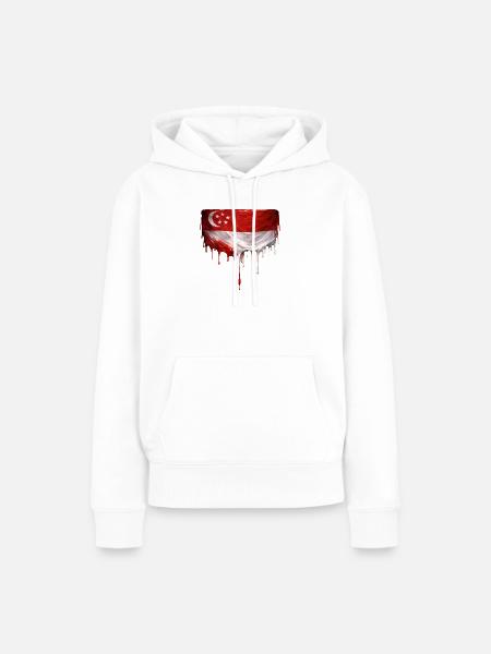 Singapur Flaggen Tropfkunst - Frauen Premium Bio Hoodie - Weiß