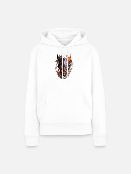 Hannya – Yōkai-Dämon - Frauen Premium Bio Hoodie - Weiß