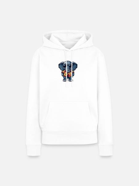 Elefant Comic Urlaub - Frauen Premium Bio Hoodie - Weiß