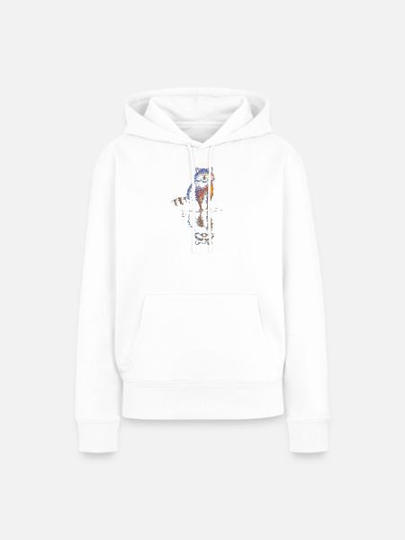 Wasserreflexion Waschbär – Farbenspiel - Frauen Premium Bio Hoodie - Weiß