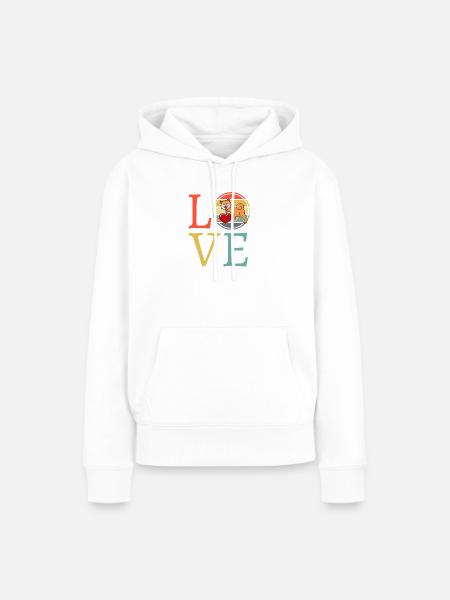 Liebeshund Retro Buntes Herz - Frauen Premium Bio Hoodie - Weiß
