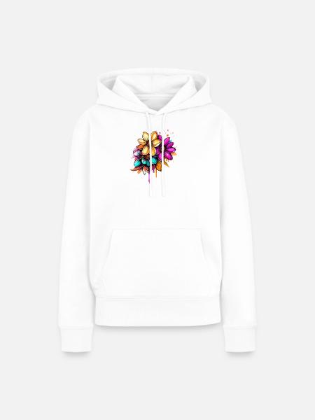 Blumenstrauß Neon Aquarell - Frauen Premium Bio Hoodie - Weiß