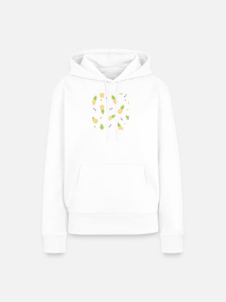 Ananasgelbes Muster - Frauen Premium Bio Hoodie - Weiß