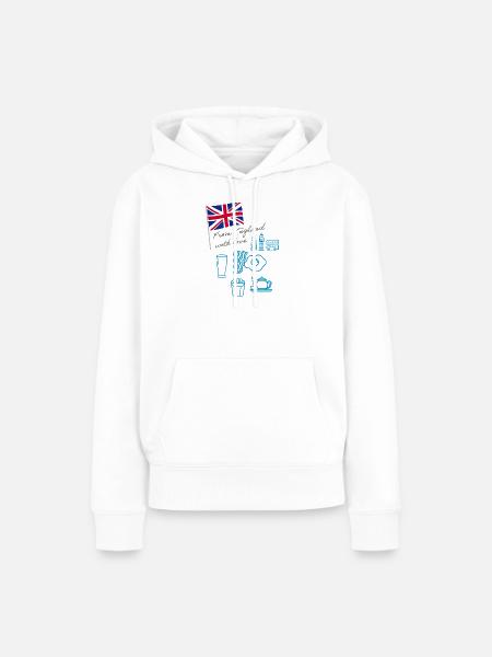 EXANGLIA (Blau + Grauer Text) - Frauen Premium Bio Hoodie - Weiß