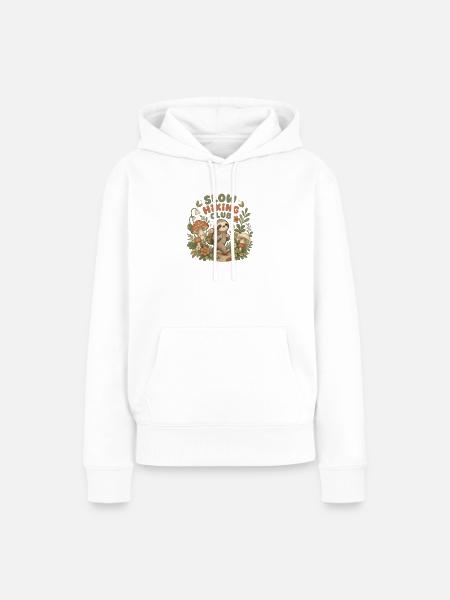 Langsamer Wanderclub Faultier - Frauen Premium Bio Hoodie - Weiß