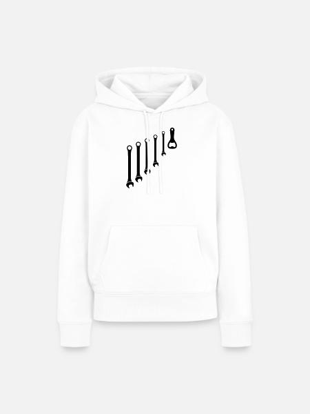 Werkzeug Set & Flaschenöffner Mechaniker - Frauen Premium Bio Hoodie - Weiß