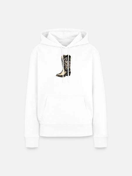 Cowboy Stiefel - Frauen Premium Bio Hoodie - Weiß
