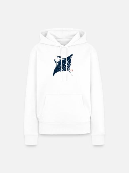 Rochen mit Kanji Stempel - Frauen Premium Bio Hoodie - Weiß
