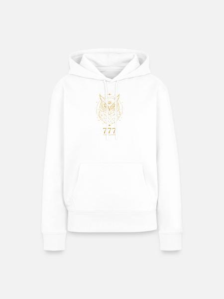 777 Mystische Eule - Frauen Premium Bio Hoodie - Weiß