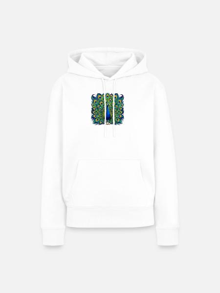 Pfauentanz in Blaugrün - Frauen Premium Bio Hoodie - Weiß