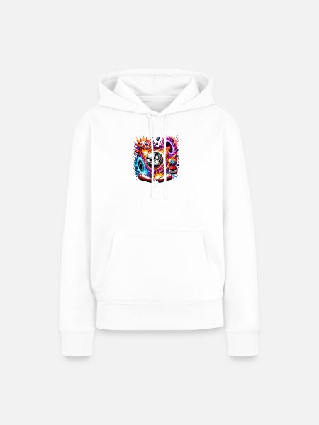 Pinball im Neon Kosmos - Frauen Premium Bio Hoodie - Weiß