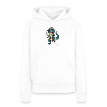 Humour de Pirate Dinosaure T Rex Boucanier - Sweat à capuche Premium bio Femme - blanc - Devant - Julia (174cm)