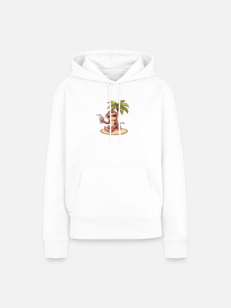 Affe Sommer Palme - Frauen Premium Bio Hoodie - Weiß