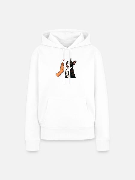 Boston Terrier High Five Hundemutter Pfotenstoß - Frauen Premium Bio Hoodie - Weiß