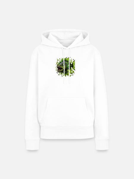 Grünes Tiefsee Monster - Frauen Premium Bio Hoodie - Weiß