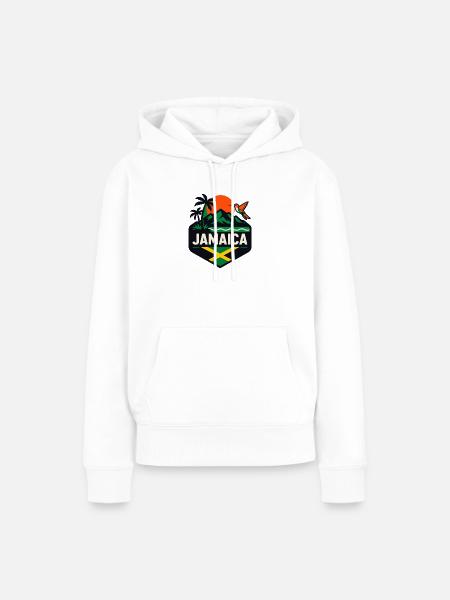 Jamaika Palmen Sonnenuntergang Kolibri - Frauen Premium Bio Hoodie - Weiß
