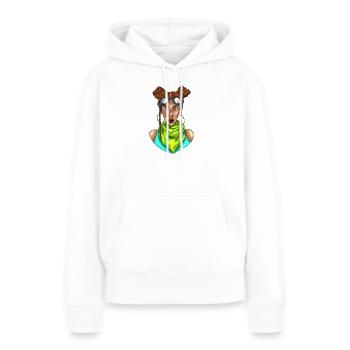 Aventurière goggles néon - Sweat à capuche Premium bio Femme - blanc - Devant - Julia (174cm)