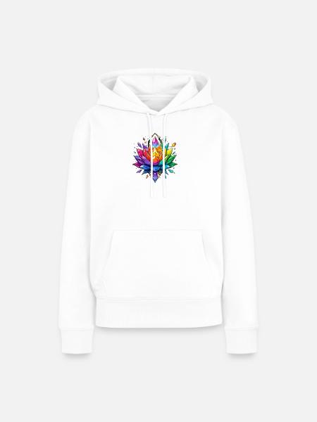 Leuchtende Kristall-Lotus - Frauen Premium Bio Hoodie - Weiß