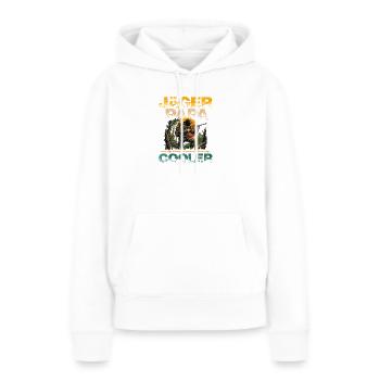 Papa chasseur : Papa d’extérieur bien plus cool - Sweat à capuche Premium bio Femme - blanc - Devant - Julia (174cm)