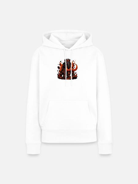 Lava Mammut Elefant mit Feuerkrone - Frauen Premium Bio Hoodie - Weiß