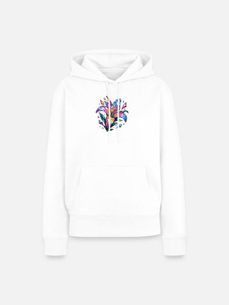 Kristallblume im Farbenspiel - Frauen Premium Bio Hoodie - Weiß